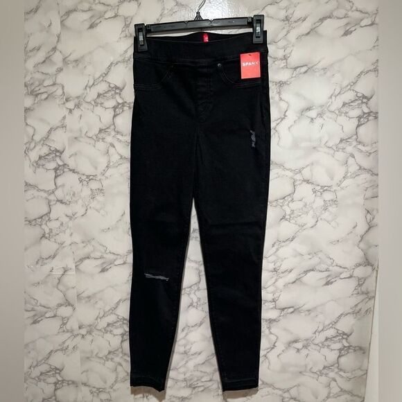 SPANX distressed denim legging, vintage black, size XS - Picture 4 of 13